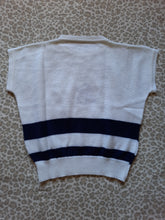 Charger l'image dans la galerie, Pull d'été vintage Claudia - Marinières à manches courtes. Taille M, 38, 40. Grand Marine.