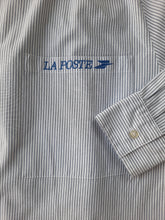 Charger l'image dans la galerie, Chemise vintage Martin - Blanc à rayures bleues à logo. Taille L, 40, 42. La poste. C. Bocage.