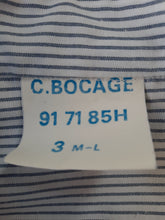 Charger l'image dans la galerie, Chemise vintage Martin - Blanc à rayures bleues à logo. Taille L, 40, 42. La poste. C. Bocage.