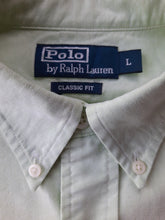 Charger l'image dans la galerie, Chemise "Seconde" Lionnel - Vert pâle à logo brodé en couleur. Taille L, 40, 42. Polo Ralph Lauren.