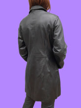 Charger l'image dans la galerie, Veste mi-longue vintage Edwige - Cuir d'agneau noir. Taille L, 40, 42. Leather Millenium.