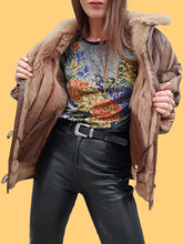 Charger l'image dans la galerie, Veste vintage Sophia - Cuir, daim et fourrure marron. Taille L, 40, 42. Franck fils Paris