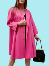 Charger l'image dans la galerie, Manteau vintage Solveig - Laine rose, oversize. Taille M, L, 38, 40, 42