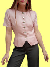 Charger l'image dans la galerie, Blazer vintage Camille - Damier rose et argenté. Taille S, 36, 38. Yves Saint Laurent Variation. Made in France