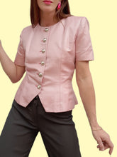 Charger l'image dans la galerie, Blazer vintage Camille - Damier rose et argenté. Taille S, 36, 38. Yves Saint Laurent Variation. Made in France