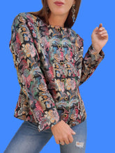 Charger l'image dans la galerie, Veste vintage Lucile - En Jacquard fleuri. Taille L, 40, 42. Nathalie Andersen. Made in France