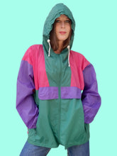 Charger l'image dans la galerie, Coupe-vent vintage Odile - Imperméable color-block. Taille L, 40, 42.