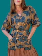 Charger l'image dans la galerie, Veste vintage Monica - Imprimé ethnique en lin. Taille XL, 42, 44.