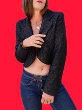 Charger l'image dans la galerie, Blazer vintage Julia - Black. Taille S, 36, 38. Ficelle. Made in France.
