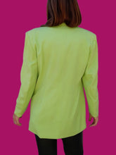 Charger l'image dans la galerie, Blazer vintage Solveig - Laine vert anis. Taille L, 40, 42. Printemps. Made in France.