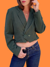 Charger l'image dans la galerie, Veste vintage Agathe - Cropped vert sapin. Taille M, 38, 40. Made in France