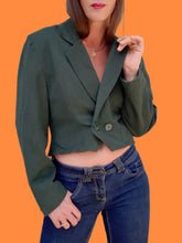 Charger l'image dans la galerie, Veste vintage Agathe - Cropped vert sapin. Taille M, 38, 40. Made in France