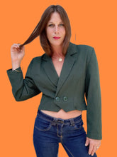 Charger l'image dans la galerie, Veste vintage Agathe - Cropped vert sapin. Taille M, 38, 40. Made in France
