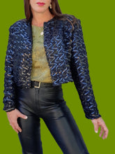 Charger l'image dans la galerie, Veste vintage Victoire - Sequins noirs en zigzag. Taille M, 38, 40. Nana Belle. Made in France.