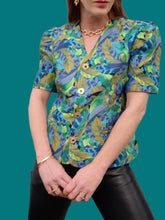 Charger l'image dans la galerie, Blazer vintage Mélanie - Imprimé feuillage. Taille S, 36, 38. Made in France.