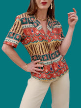 Charger l'image dans la galerie, Blazer vintage Ghislaine - Motifs ethniques. Taille M, 38, 40. Camaïeu. Made in France.
