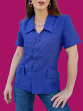 Charger l'image dans la galerie, Blazer vintage Claire - Bleu roi, poches à revers. Taille S, 36, 38. Essentiel.
