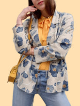 Charger l'image dans la galerie, Blazer vintage Hyacinthe - Lin fleuri. Taille L, 40, 42. Weinberg. Made in France