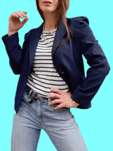 Charger l'image dans la galerie, Blazer vintage Séraphine - Bleu marine. Taille S, 36, 38. Made in France