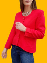 Charger l'image dans la galerie, Blazer vintage Alix - Lin rouge. Asymétrique. Taille L, 40, 42. Annette.