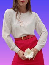 Charger l'image dans la galerie, Blouse vintage Chantal - Broderie fantaisie. Taille M, 38, 40. Franck Fils Paris. Made in France.