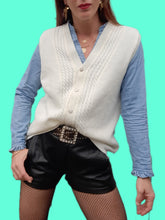 Charger l'image dans la galerie, Gilet sans manches vintage Martha - Décolleté en V torsadé. Taille L, 40, 42. Courtelle.