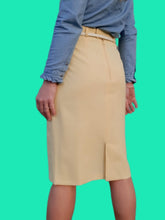 Charger l'image dans la galerie, Jupe crayon vintage Linette - Jaune pastel. Taille L, 40, 42. Damart.