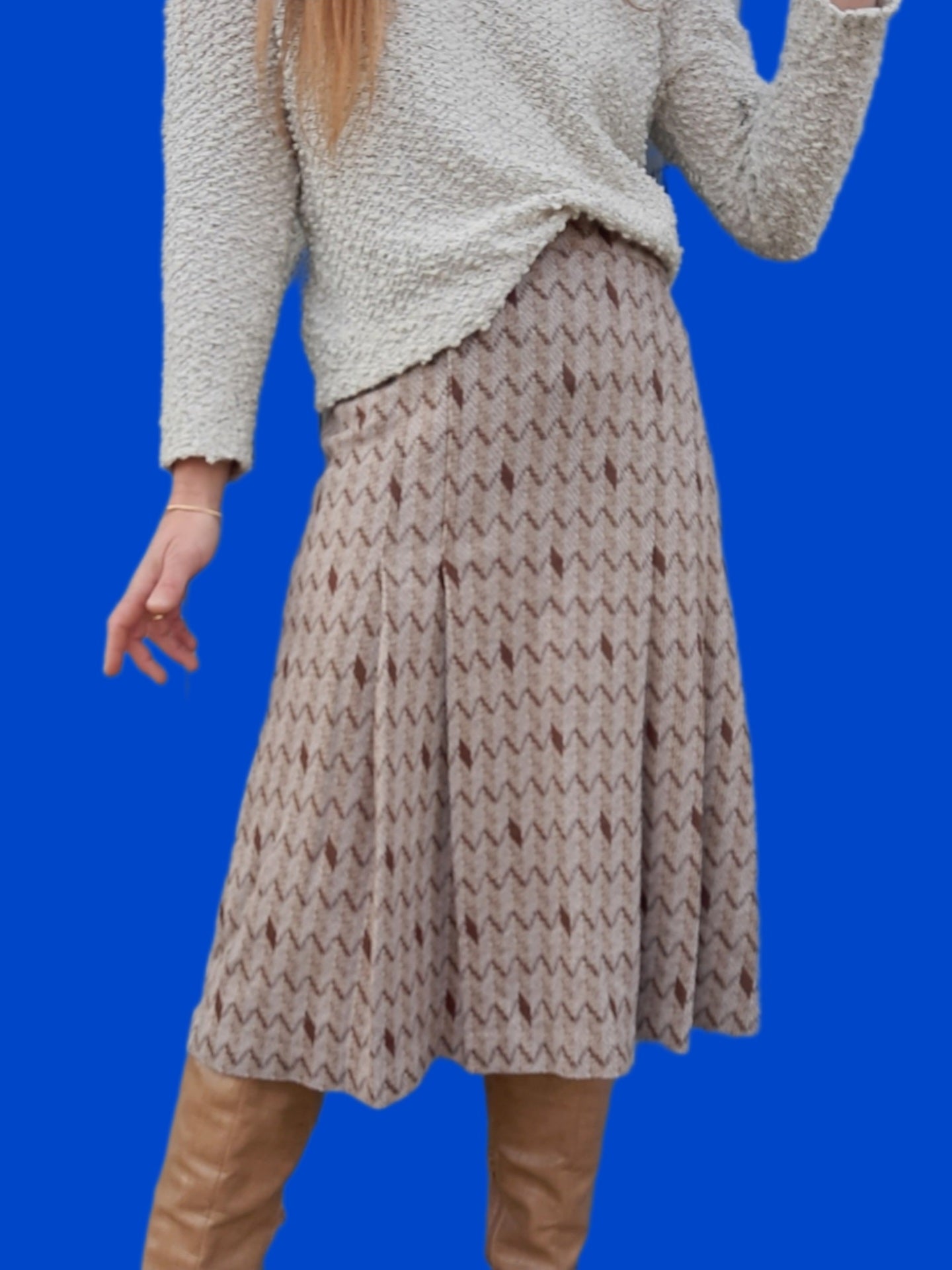 Jupe Maxi Femme Apt. 9 - Taille M - Cobalt & Noir Motif Zigzag - Rayon - Neuve étiquetée