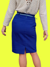 Charger l'image dans la galerie, Jupe crayon vintage Line - Bleu roi. Taille XS, 34, 36. Made in France