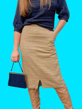 Charger l'image dans la galerie, Jupe vintage Nina - Laine imprimé tweed beige. Taille XL, 42, 44