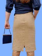 Charger l'image dans la galerie, Jupe vintage Nina - Laine imprimé tweed beige. Taille XL, 42, 44