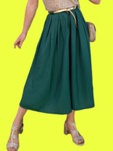 Charger l'image dans la galerie, Jupe culotte vintage Maggy - Vert émeraude. Plissée. Taille XS, 34, 36.