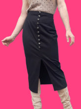 Charger l'image dans la galerie, Jupe vintage Leslee - Taille haute boutonnée. Noire Taille M, 38, 40