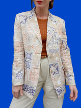 Charger l'image dans la galerie, Blazer vintage Olivia - Sable fleuris. Taille M, 38, 40. Devernois.