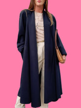 Charger l'image dans la galerie, Veste longue vintage Isadora - Drapé bleu marine. Ample. Taille XXL, 44, 46. Made in France