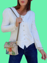 Charger l'image dans la galerie, Blazer vintage Narcisse - Roses blanches. Taille XS ou 34, 36. Made in France