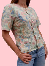 Charger l'image dans la galerie, Blazer vintage Annie - Imprimé végétal pastel. Taille M, 38, 40