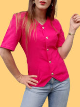 Charger l'image dans la galerie, Blazer vintage Cécilia - Fuschia. Taille S, 36, 38. Fabriqué en France.