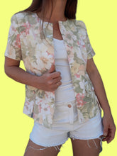 Charger l'image dans la galerie, Veste vintage Betty - Imprimé fleuri pastel. Taille S, 36, 38. Fabriqué en France