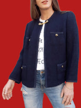 Charger l'image dans la galerie, Veste vintage Charline - Tweed bleu marine. Création Varlay. Taille M, 38, 40. Fabriqué en France.