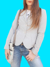 Charger l'image dans la galerie, Veste Irène - A rayures grises et bleues. Manoukian. Taille S, 34, 36