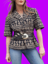 Charger l'image dans la galerie, Veste vintage Mary - Imprimé ethnique. Taille L, 40, 42. Fabriqué en France