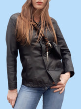 Charger l'image dans la galerie, Veste vintage Coline - Cuir d'agneau noir. Taille S, 36, 38