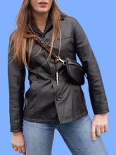 Charger l'image dans la galerie, Veste vintage Coline - Cuir d'agneau noir. Taille S, 36, 38