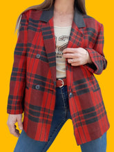 Charger l'image dans la galerie, Veste vintage Elsa - Tartan rouge framboise. Taille XL, 42, 44