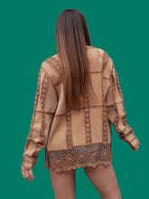 Charger l'image dans la galerie, Veste vintage Léna - Cuir camel et Crochet. Taille XL, 42, 44