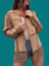 Charger l'image dans la galerie, Veste vintage Léna - Cuir camel et Crochet. Taille XL, 42, 44