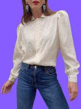 Charger l'image dans la galerie, Chemisier vintage Lorraine - Irisé fleuri ton sur ton. Taille M, 38, 40.