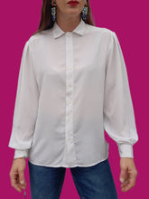 Charger l'image dans la galerie, Chemisier vintage Jeanne - Coupe classique blanc. Taille L, 40, 42. PierBé. Made in France.