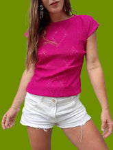 Charger l'image dans la galerie, Pull d'été vintage Lisa - Losanges ajourés fuchsia. Taille M, 38, 40. Mary and Angy. Made in Italy.